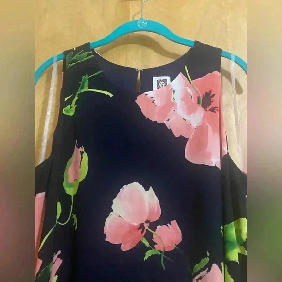 Anne Klein Navy Floral Sleeveless Keyhole Fully Lined Dress Size 12 NWT - Picture 10 of 12